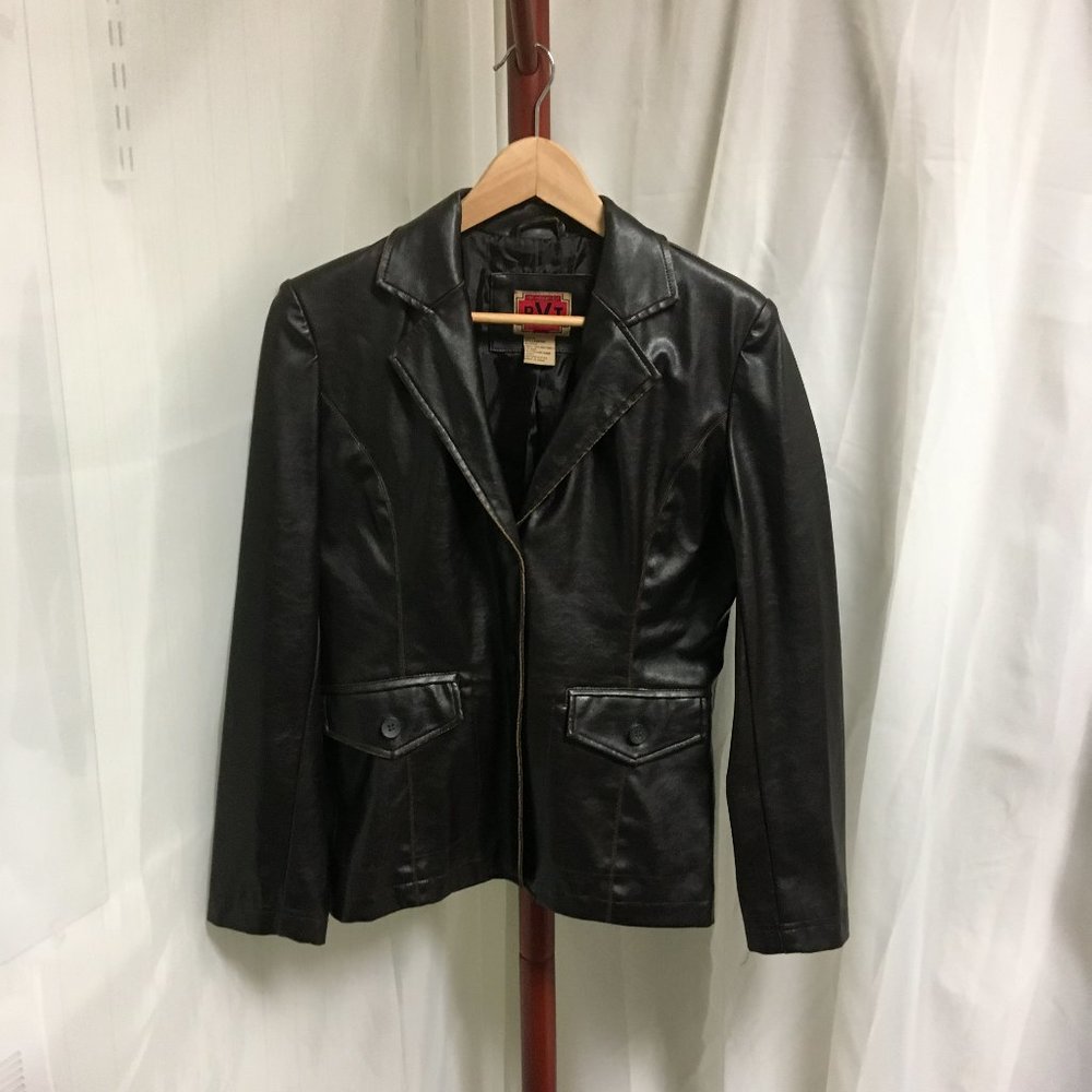 R V T Brown Distressed Faux Leather Jacket  Size Small